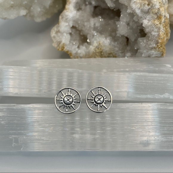 NEW! 925 Sterling Silver Compass Earrings. - Picture 2 of 4